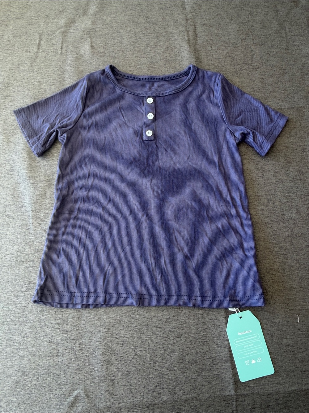Kids Short Sleeve Henley Top - Purple